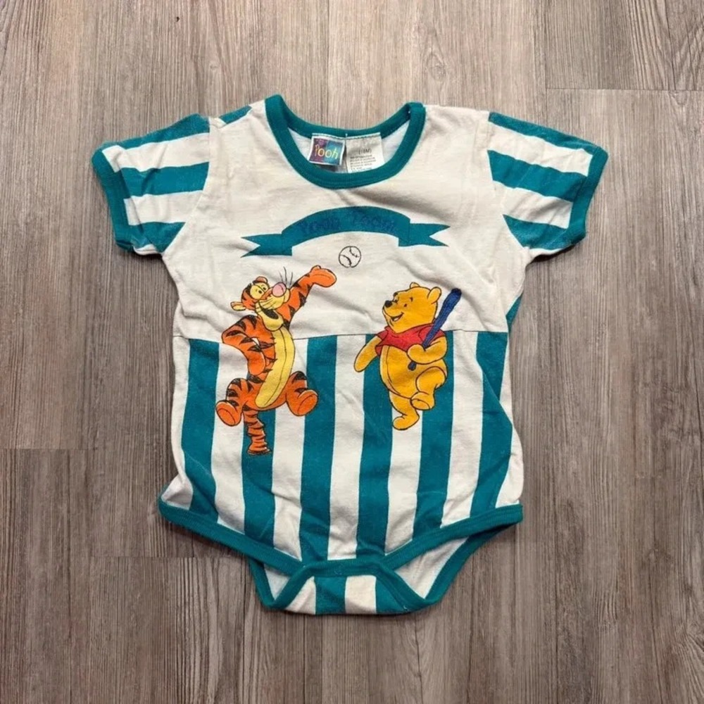 Vintage Baby Winnie The Pooh Tigger Baseball Team One Piece Size 18 Months